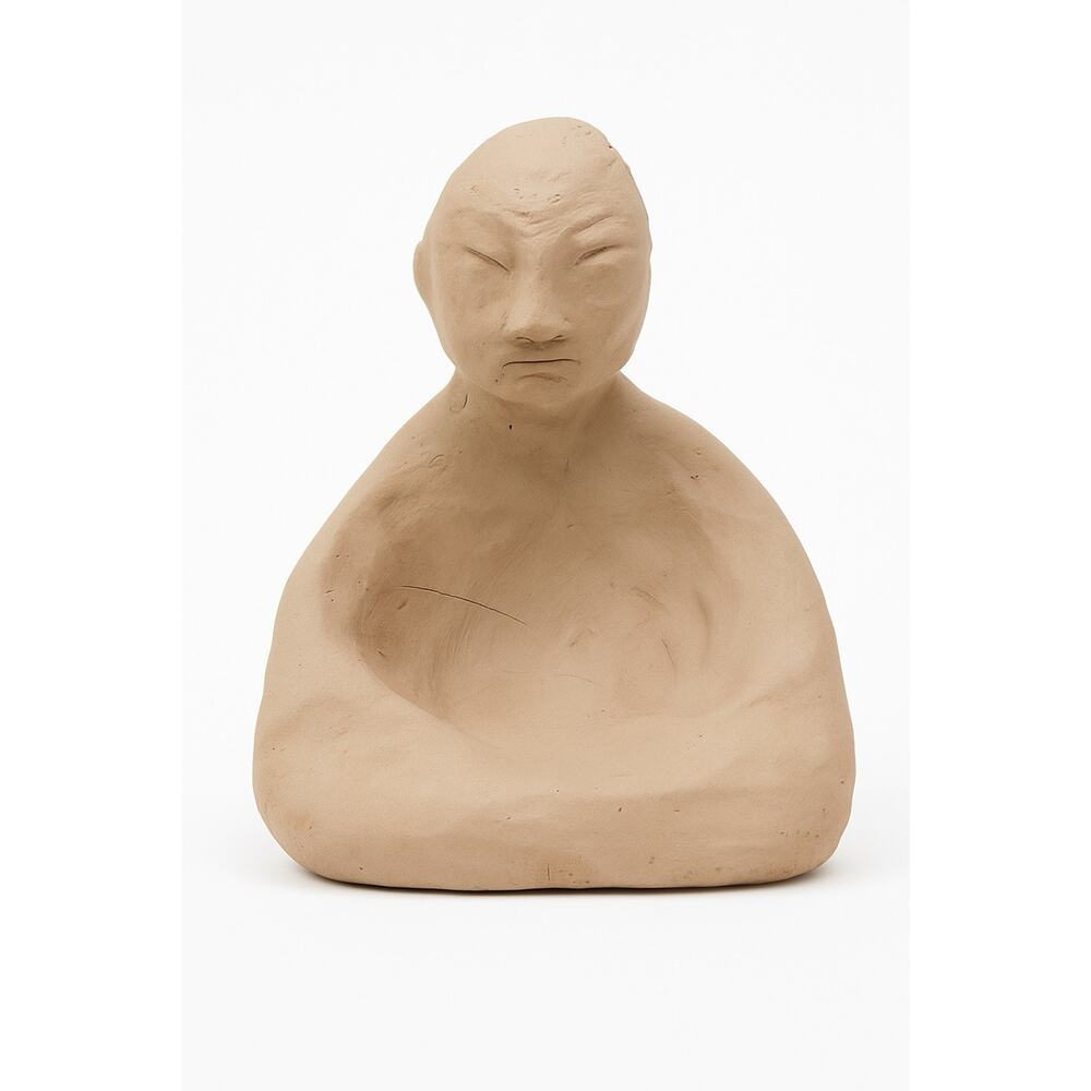 Zen Meditation Clay Sculpture Folk Art Handmade‎ Primitive Rustic Figure 5”
